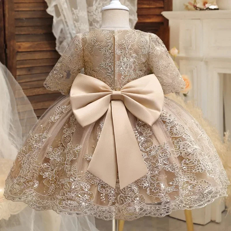 TaraStore🅣🅢 Dress for Baby Girl New Lace Bow Green Christmas Costume 1-5Y
