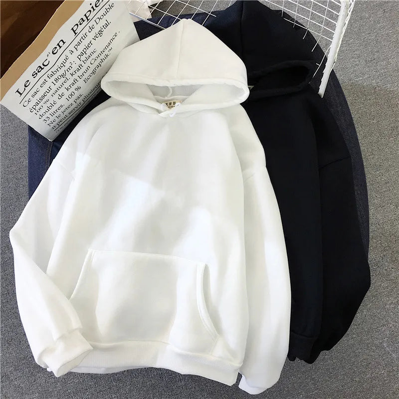TaraStore🅣🅢 Autumn Casual Women's Solid Hoodie Comfortable Strecth Sweatshirts Loose Pocket Warm Clothes Fashion Street Female Pullovers
