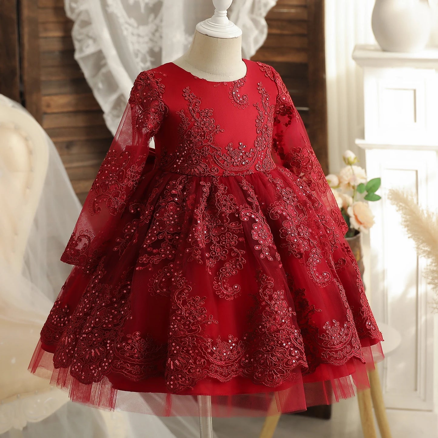 TaraStore🅣🅢 Baby Red Pricess Gowns