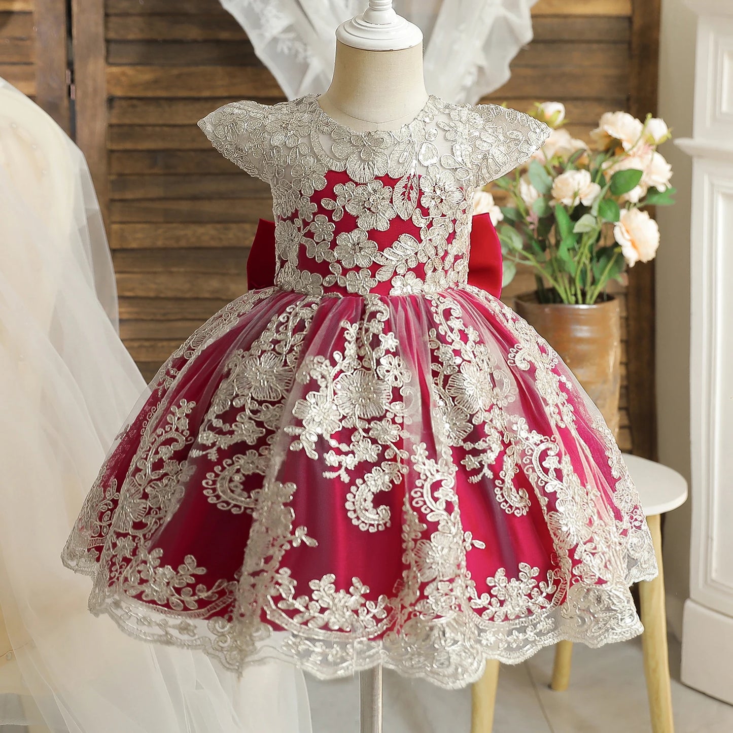 TaraStore🅣🅢 Baby Red Pricess Gowns