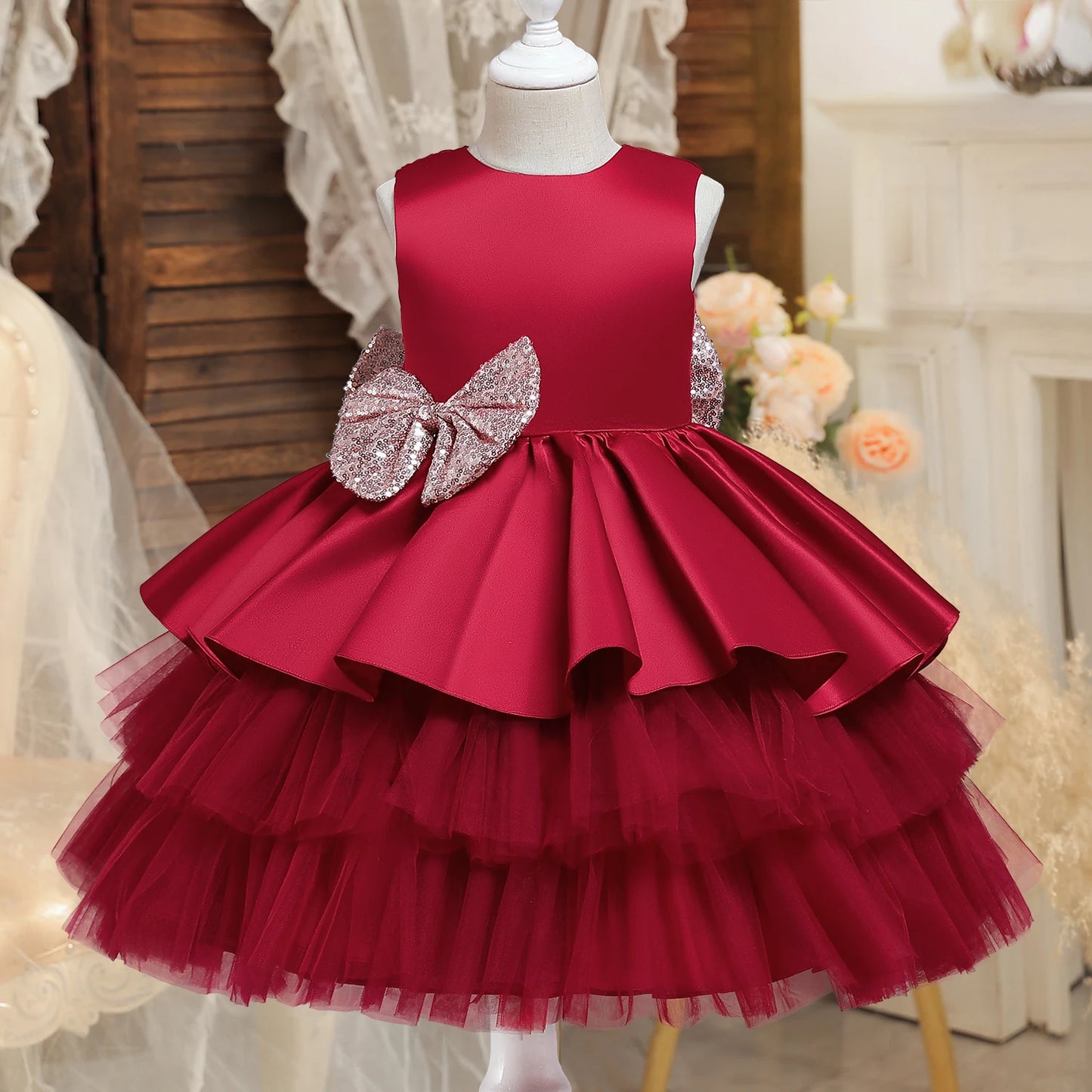 TaraStore🅣🅢 Baby Red Pricess Gowns