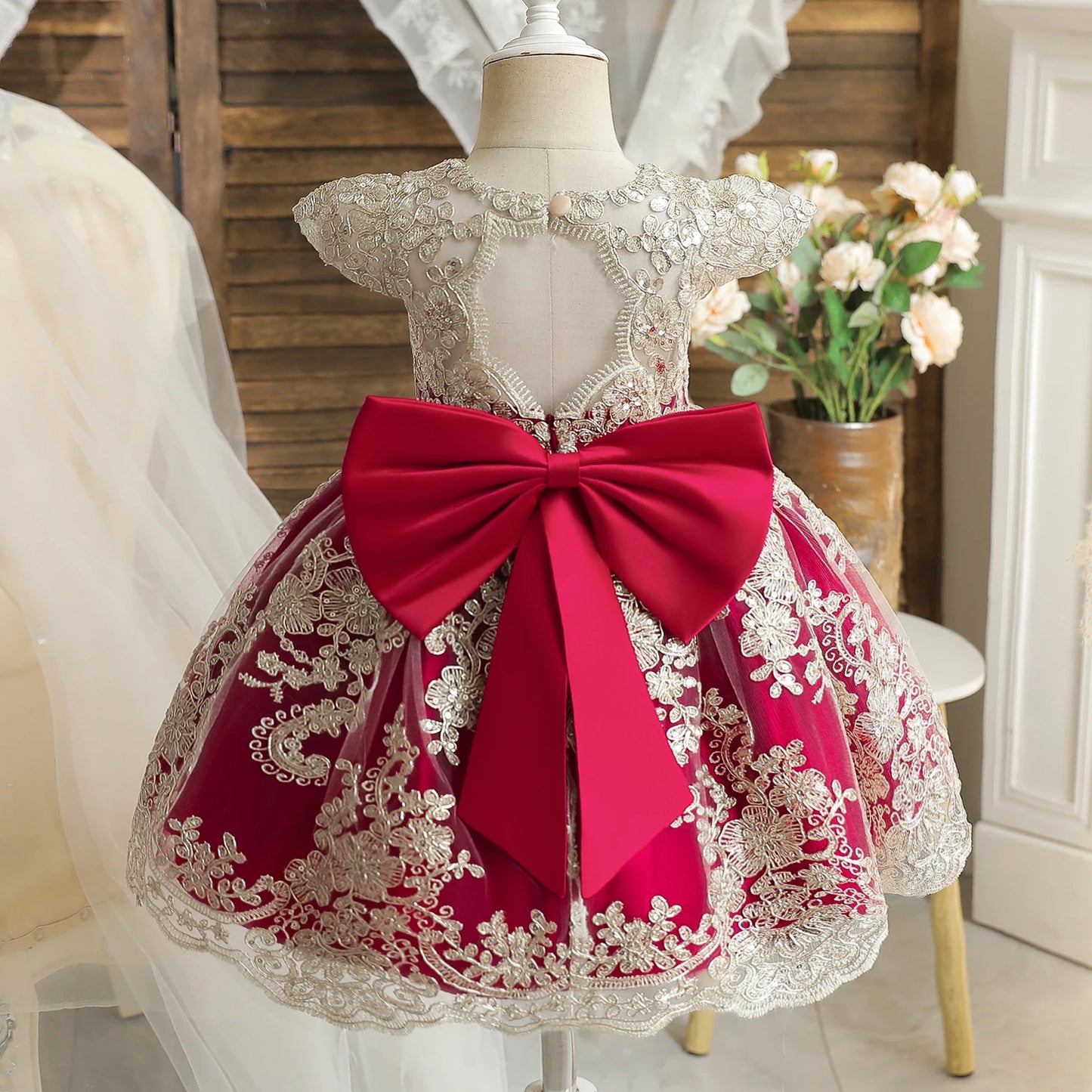 TaraStore🅣🅢 Baby Red Pricess Gowns