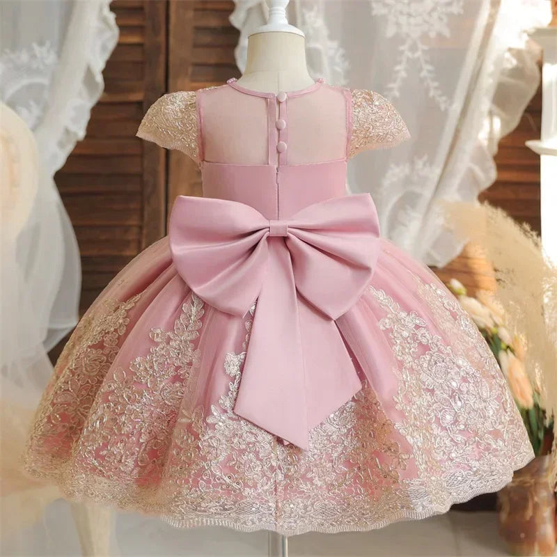 TaraStore🅣🅢 Dress for Baby Girl New Lace Bow Green Christmas Costume 1-5Y