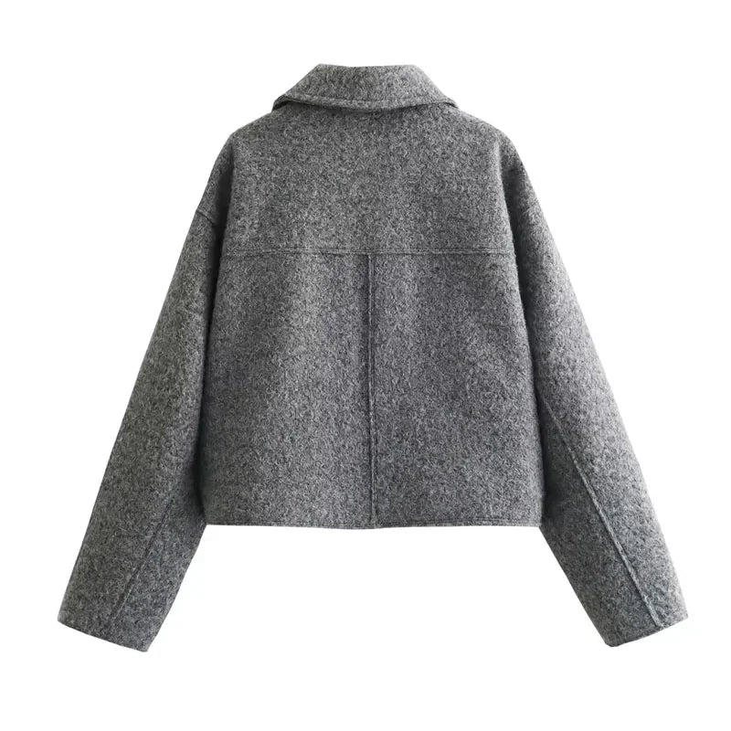 TaraStore🅣🅢 Autumn Winter Cropped Jacket for Women Short Coat Tweed Jacket Zip Crop Demi-season Jacket Woman New in outerwear