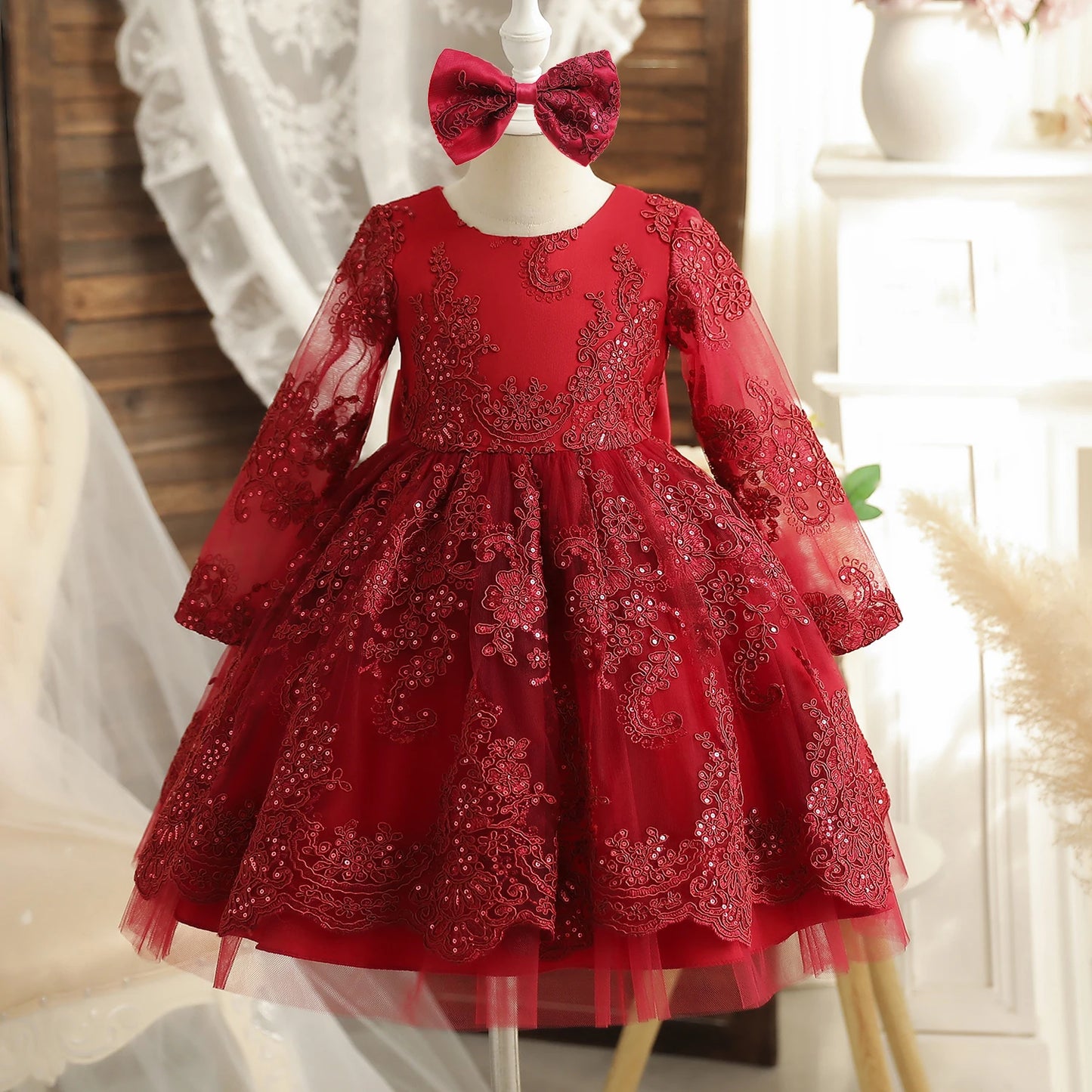 TaraStore🅣🅢 Baby Red Pricess Gowns