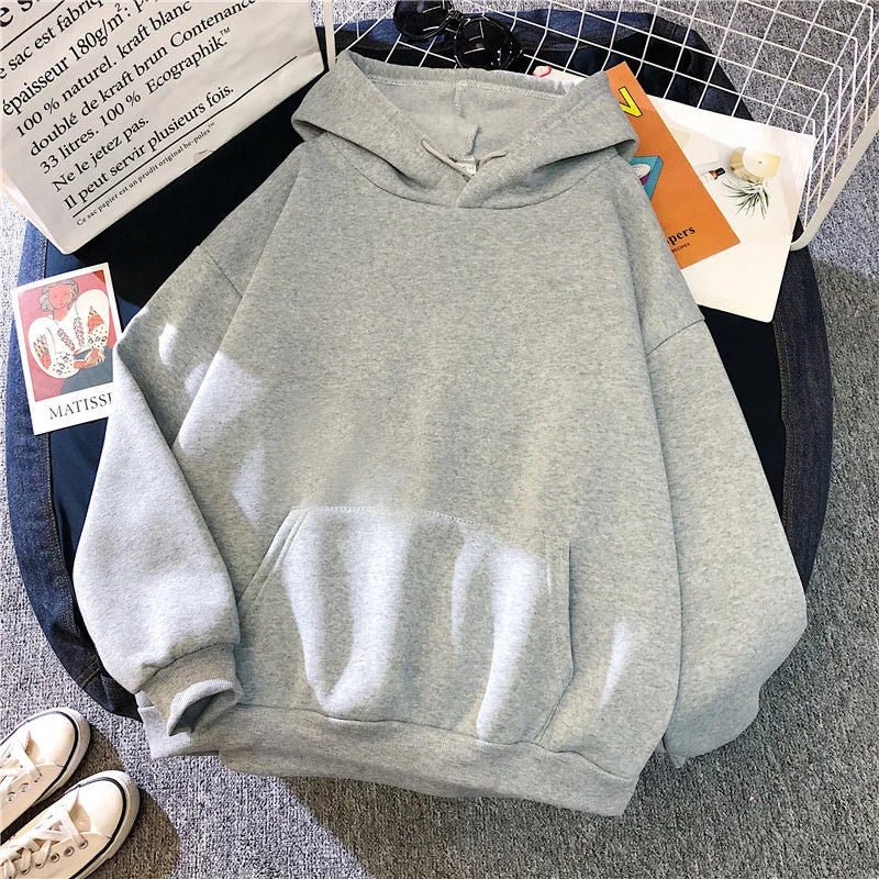 TaraStore🅣🅢 Autumn Casual Women's Solid Hoodie Comfortable Strecth Sweatshirts Loose Pocket Warm Clothes Fashion Street Female Pullovers