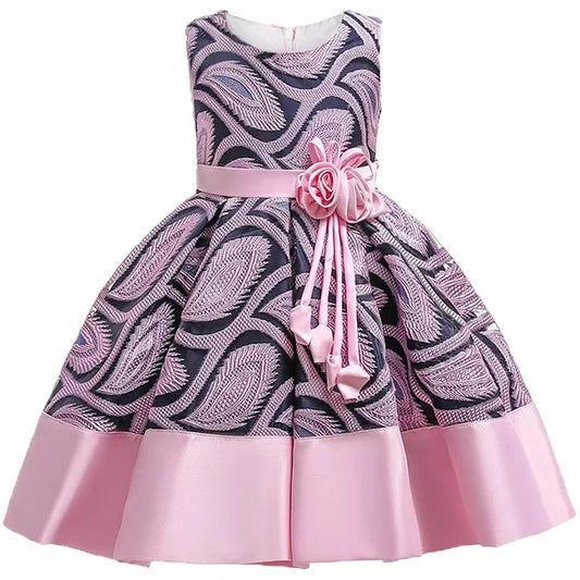 TaraStore🅣🅢  Flower Striped Dress For Girls