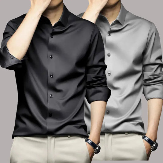 TaraStore🅣🅢  S-5XL Men's Shirt Long Sleeve Non iron Wrinkle Resistant Business Dress High end Professional Casual Suit White Shirt