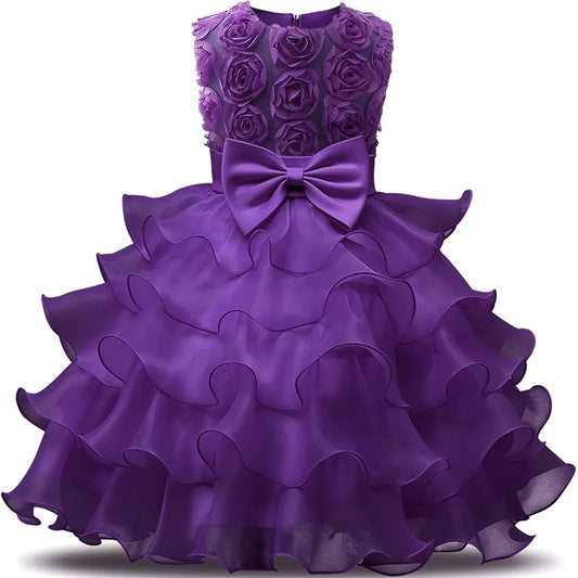 TaraStore🅣🅢 Children Luxury Party Flower Purple Dress