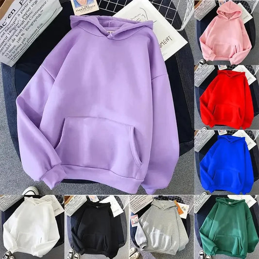 TaraStore🅣🅢 Autumn Casual Women's Solid Hoodie Comfortable Strecth Sweatshirts Loose Pocket Warm Clothes Fashion Street Female Pullovers
