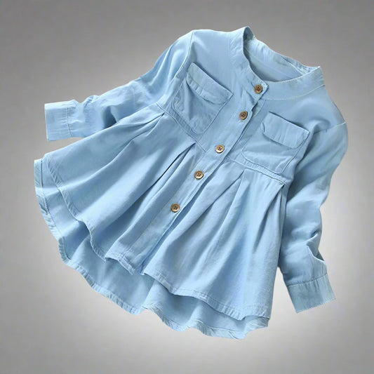 TaraStore🅣🅢  teenage girls denim dress kids spring long sleeve A-line dress